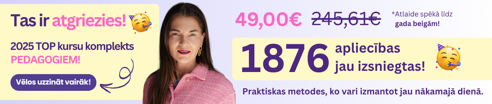 2025 TOP kursu komplekts pedagogiem — atlaide līdz gada beigām